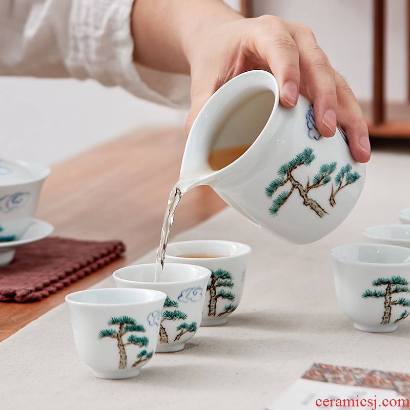 Qiu time fair ceramic tea cup points is kung fu tea tea accessories and white porcelain tea cup upset heat
