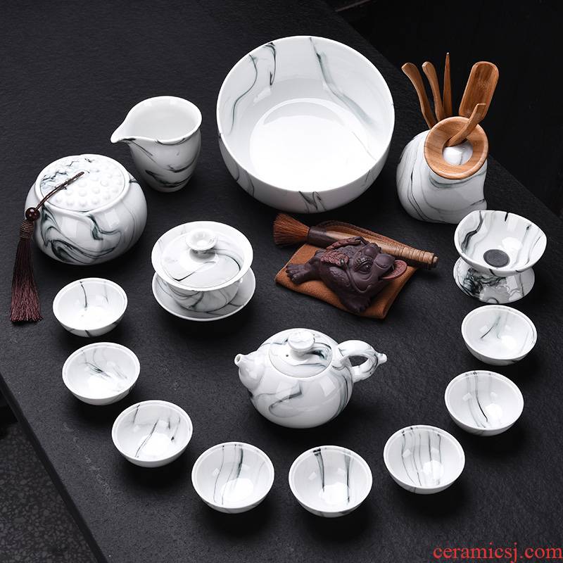 Tao blessing ink zen ceramic tea set household ink kung fu tea teapot teacup tea bag in the mail