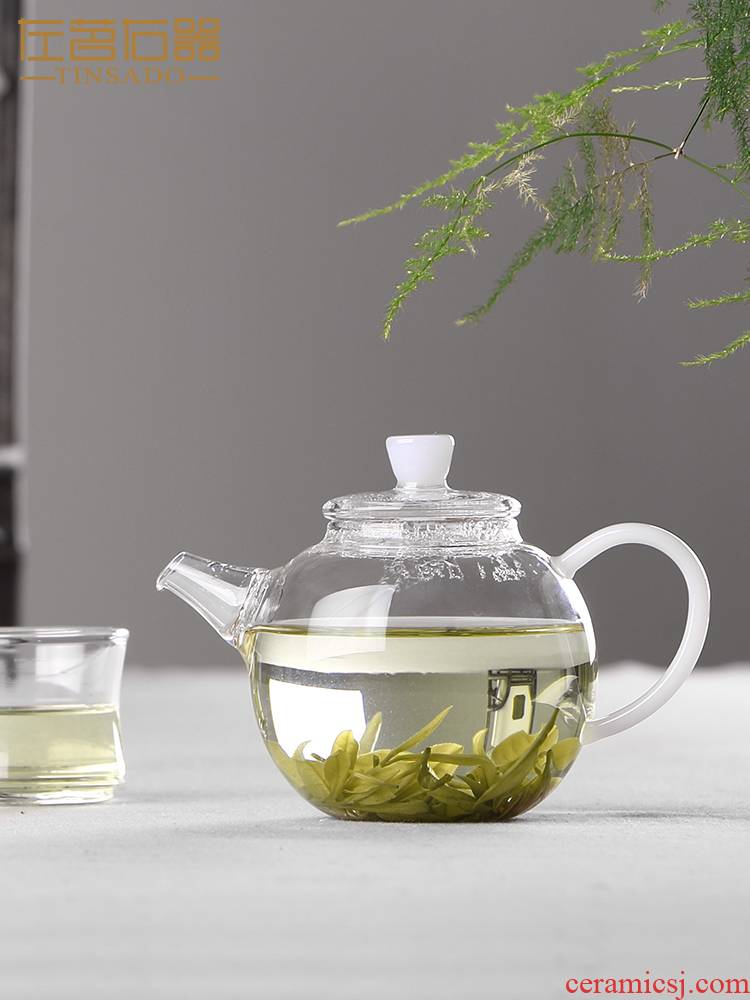 ZuoMing little teapot single glass trumpet right device mini kung fu tea set belt filter heat transparent teapot