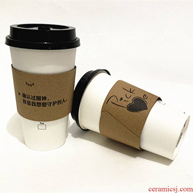 The Spot paper anti hot cup set the disposable heat insulation double CPU set plastic milk tea coffee set of custom logo