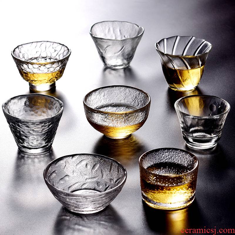 Tao blessing hammer little glass cup tea cup sample tea cup heat crystal transparent single CPU Japanese master