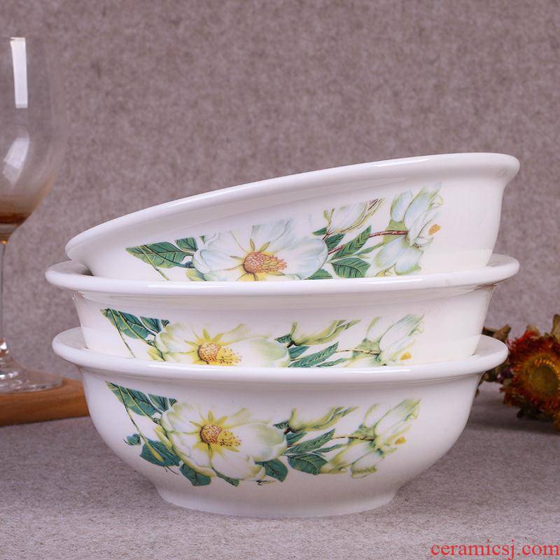 Jingdezhen ceramics ancient three 9 inches soup 】 【 household thickening soup bowl noodles bowl spoon hotel microwave