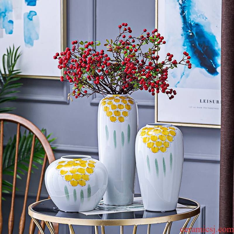 I and contracted new Chinese vase dry flower arranging flowers, ceramic flower implement the sitting room TV ark, porch light decoration key-2 luxury furnishing articles