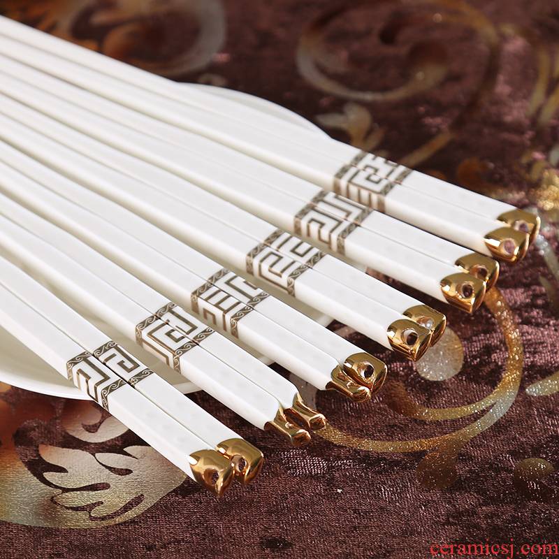 European household ipads porcelain ceramic chopsticks chopsticks 10 pairs of suit hotel high - end tableware and easy to clean, non - slip mildewy