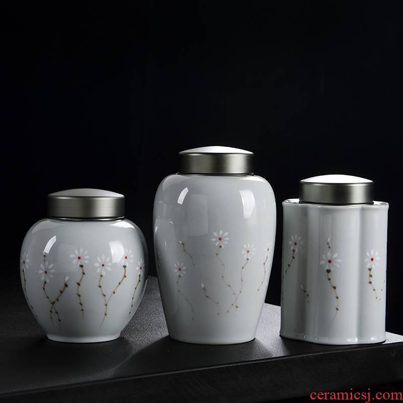 Old at restoring ancient ways, ceramic tea pot large hand - made celadon seal pot small wake tea storage canned POTS