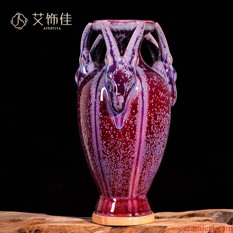 Archaize of jingdezhen ceramic up three Yang kaitai, vases, the sitting room porch classical Chinese crafts ornament