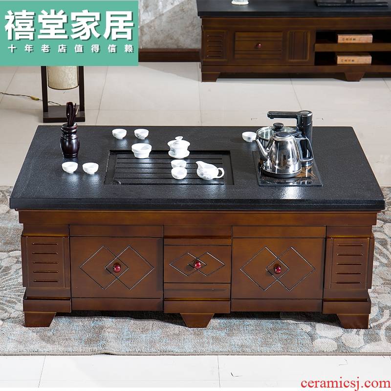 'm wood automatic sheung shui one - piece marble stone kung fu tea table sitting room tea office desk and chair set