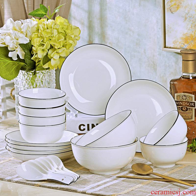 Jingdezhen ceramic tableware dishes eat bowl chopsticks contracted ceramic bowl dish dishes suit household of Chinese style is contracted