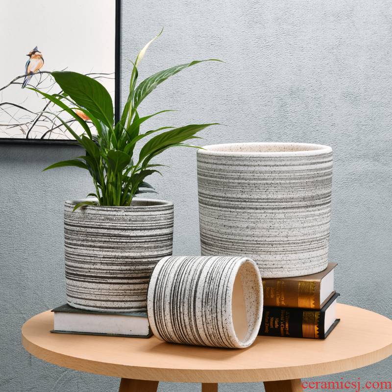European style flowerpot ceramic cylinder clearance wholesale large extra large sitting room contracted more than other potted meat basin package mail
