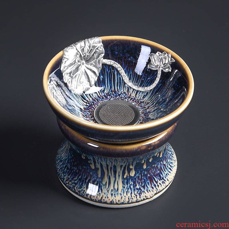 Tao blessing silver obsidian variable jingdezhen blue drawing) household drawing star light filtering group)