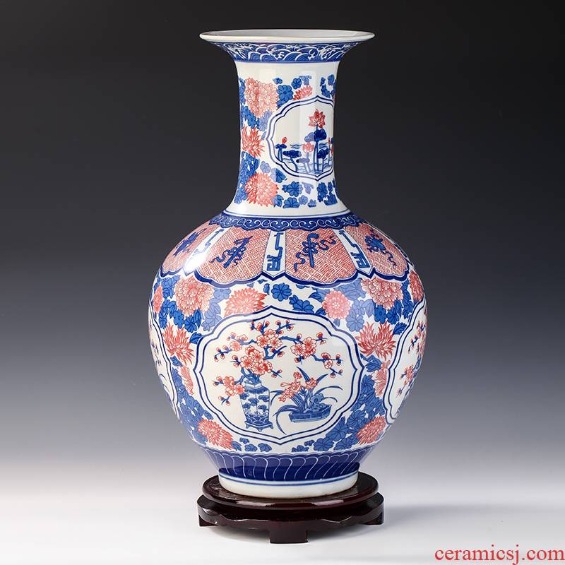 Jingdezhen ceramic vase furnishing articles flower arranging archaize sitting room youligong blue and white porcelain vases, Chinese style household decoration