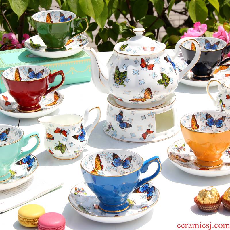Ou tea set suits for ipads China English afternoon tea tea set ceramic red cup of coffee cups and saucers American - style coffee pot