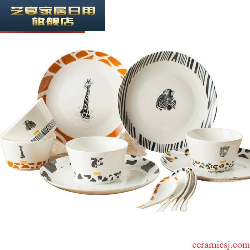 Creative cartoon ipads porcelain tableware suit bowl dish bowl jingdezhen contracted household dish dish combination ceramic plate