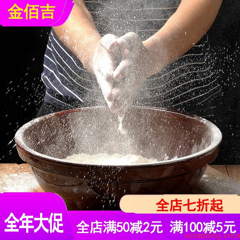 Old coarse pottery craft home and knead face basin basin basin hair thickening deepen large kitchen ceramic pot package mail