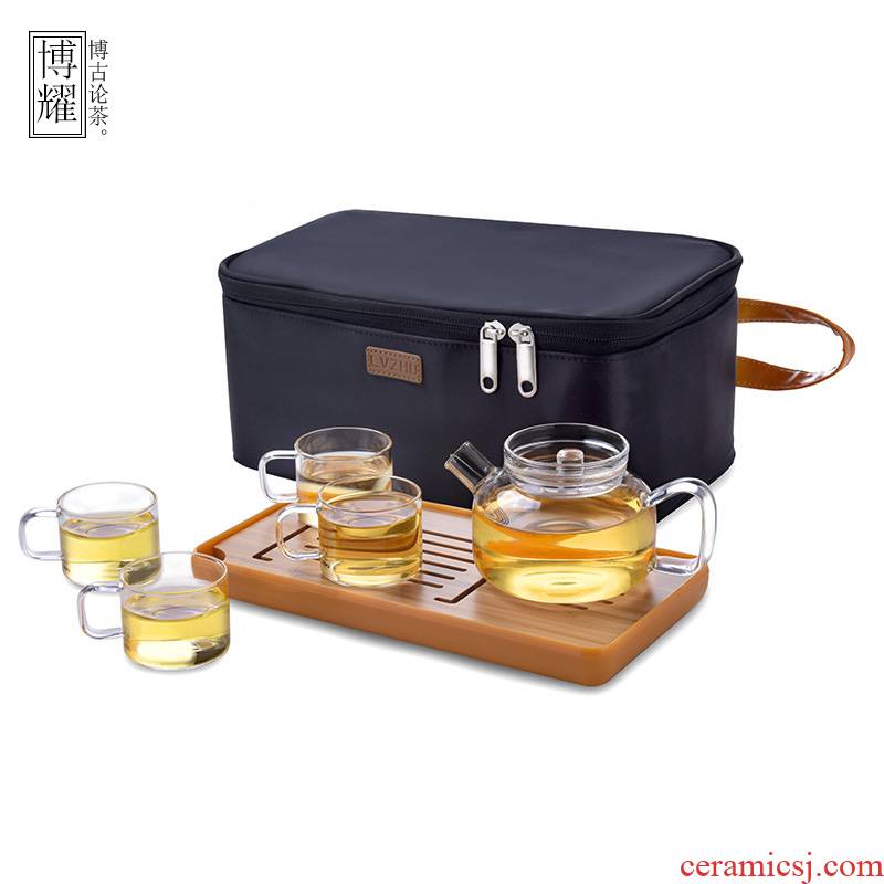 Bo fuyao travel tea set suit portable package a pot of two cup four cups of household car is suing teapot teacup