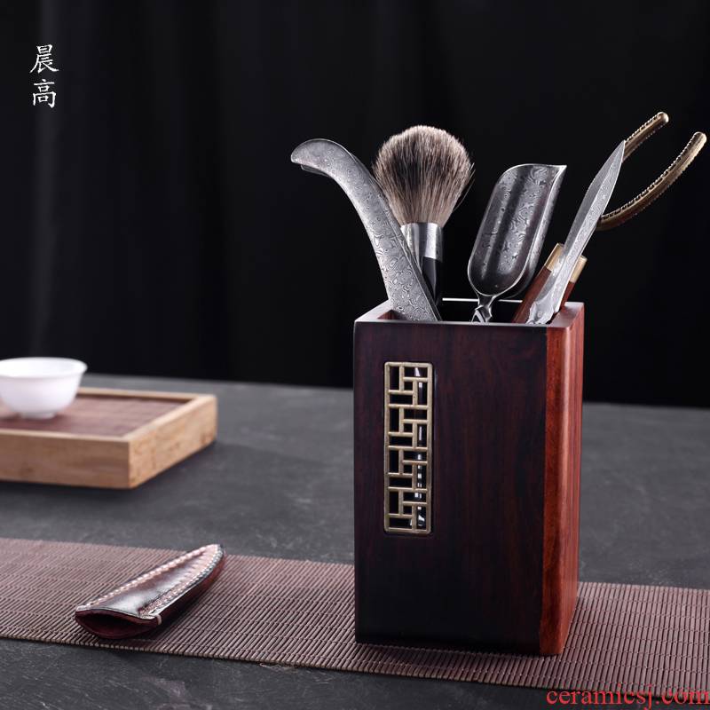 Morning high puer tea, black tea special tea knife pry ChaZhen pure manual Damascus solid wood tea needle knife become warped