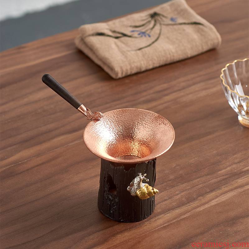 Qiu time copper) filter kung fu tea tea tea accessories filter in hot rosewood handle every good