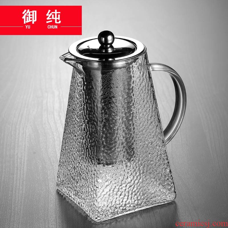 Royal pure hammer thickening heat - resistant glass teapot large steel tank filter cooking pot flower pot of cold water