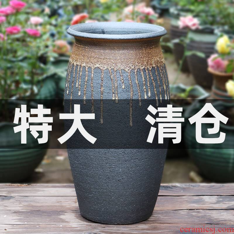 Fleshy mage flowerpot large oversized coarse ceramic large - diameter earthenware jar high old running a flower pot special offer a clearance