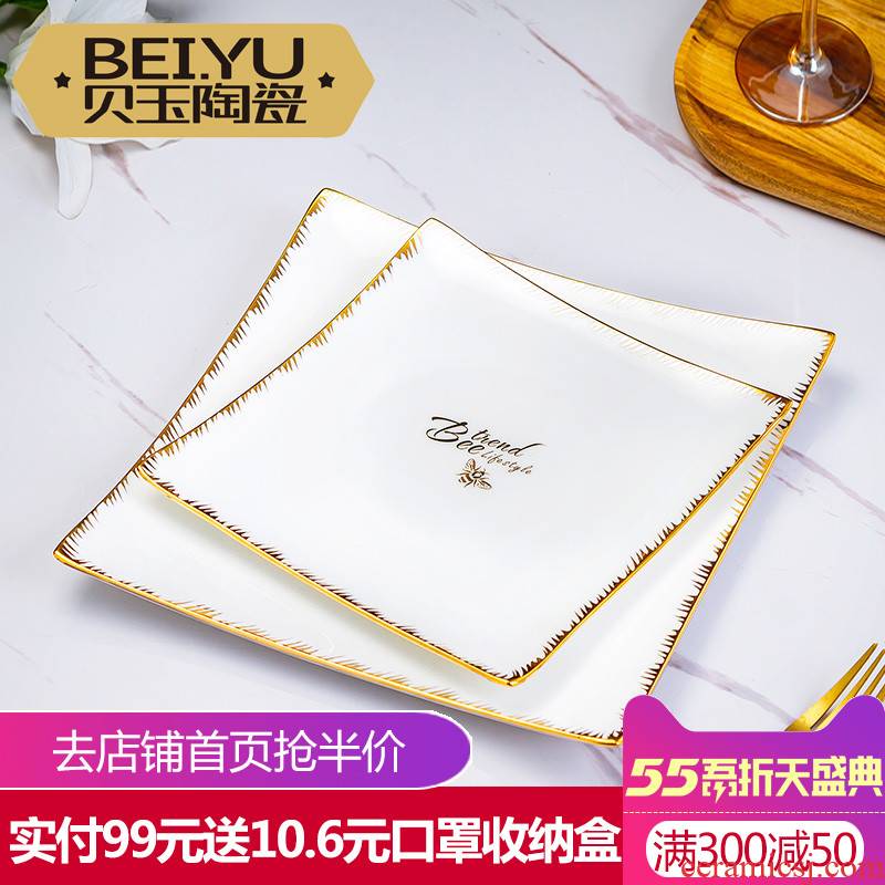 BeiYu bee ceramic dish creative dessert square plate ipads porcelain western food steak flat tray is home