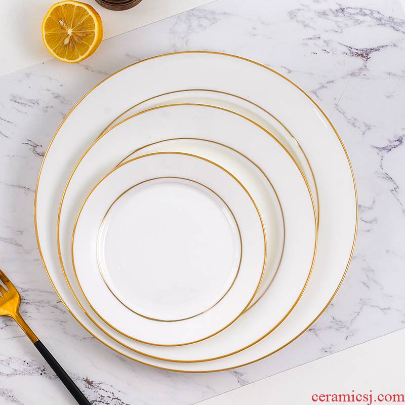 Jingdezhen ceramic plates up phnom penh dish suit European beefsteak round big flat plate