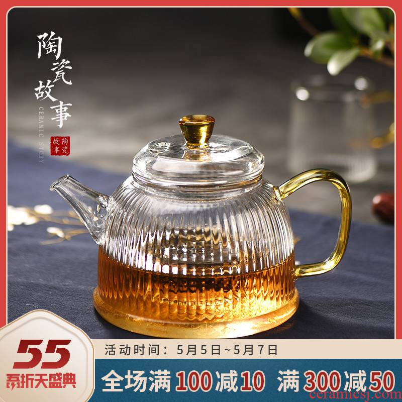 Ceramic story glass teapot household high - temperature water separation teapot upset little teapot tea set