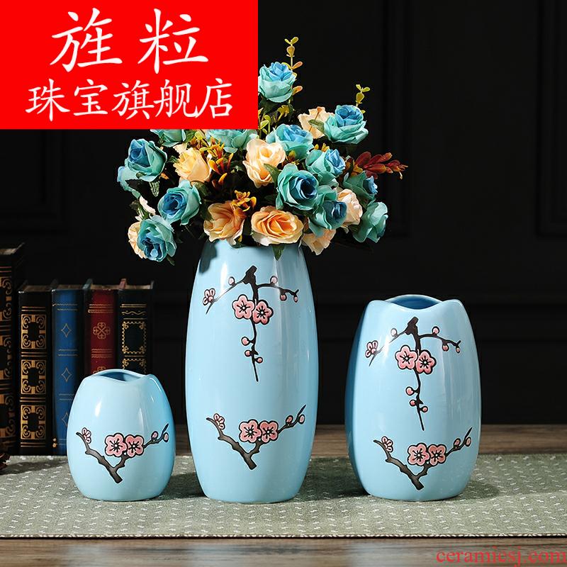 Continuous grain of American creative ceramic vase flower furnishing articles I and contracted sitting room TV ark, home decoration flower arrangement