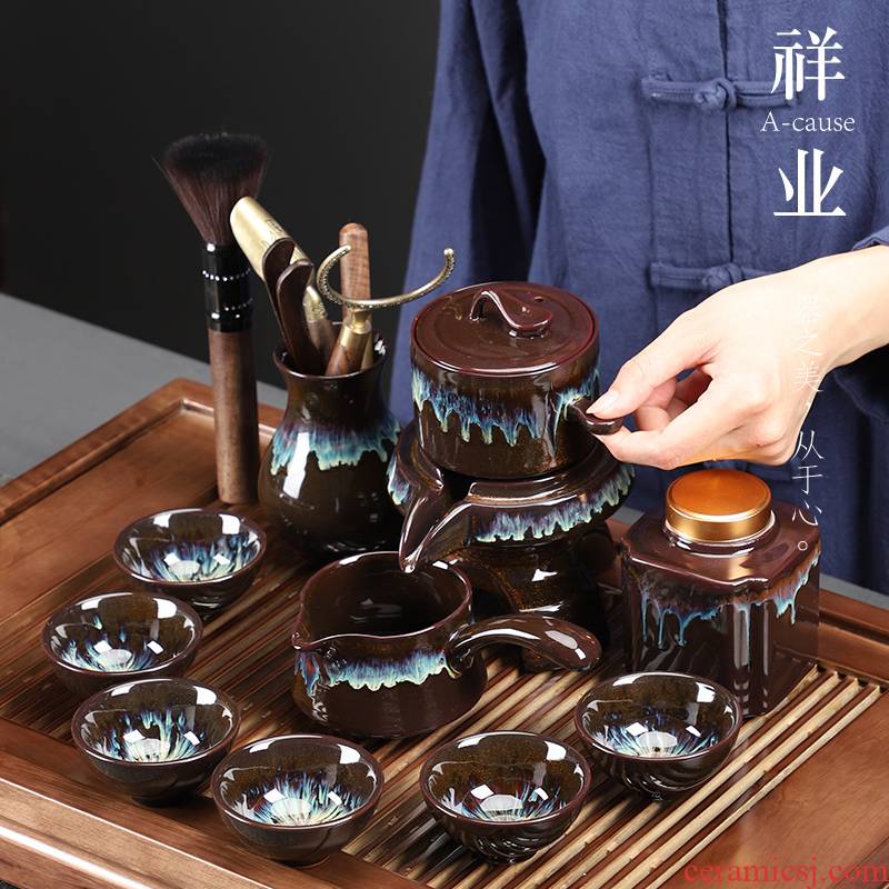 Auspicious industry lazy stone mill small tea pot set accessories household ceramic tea cups an artifact office to receive a visitor