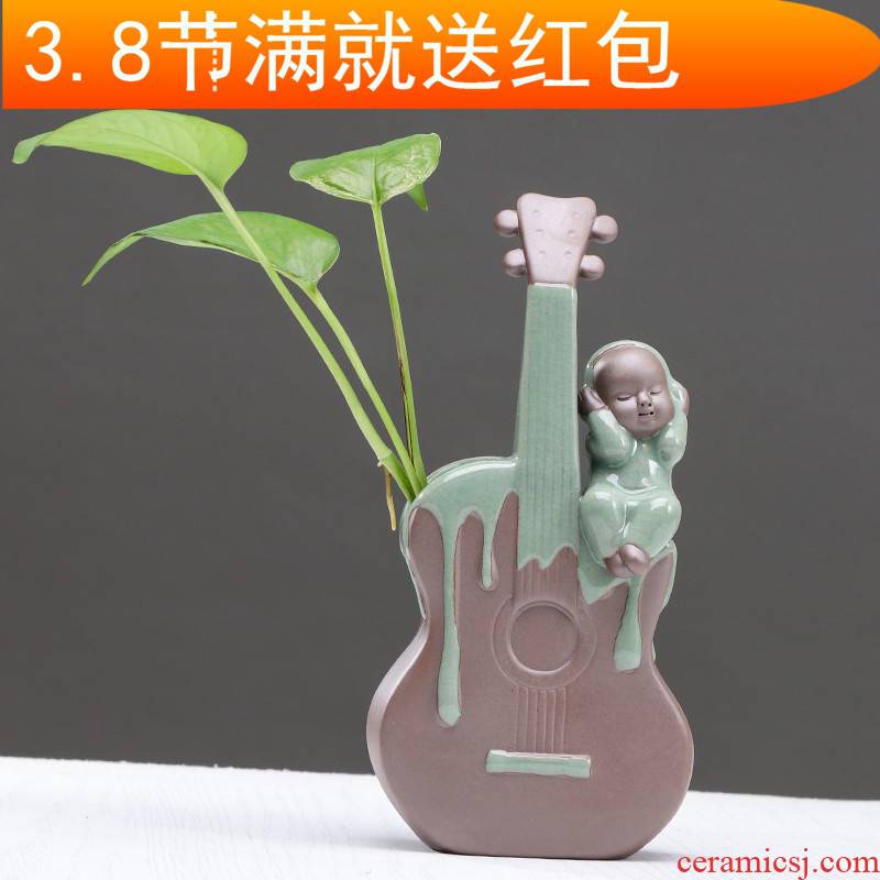 Creative money plant vase hydroponic plant flowers vessels to raise water basin, ceramic flower arranging container move decorative furnishing articles
