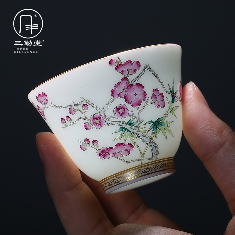 The three regular pastel master cup single CPU jingdezhen ceramic cups sample tea cup cup TZS288 fuels The kung fu by hand