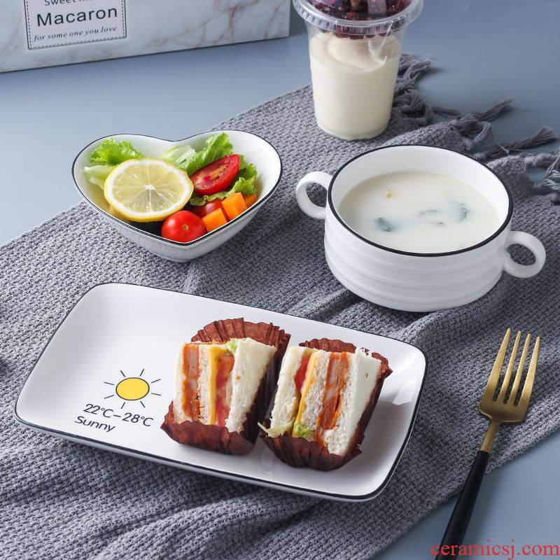 One food tableware suit pictures creative children plates confined household single breakfast bowl bowl web celebrity