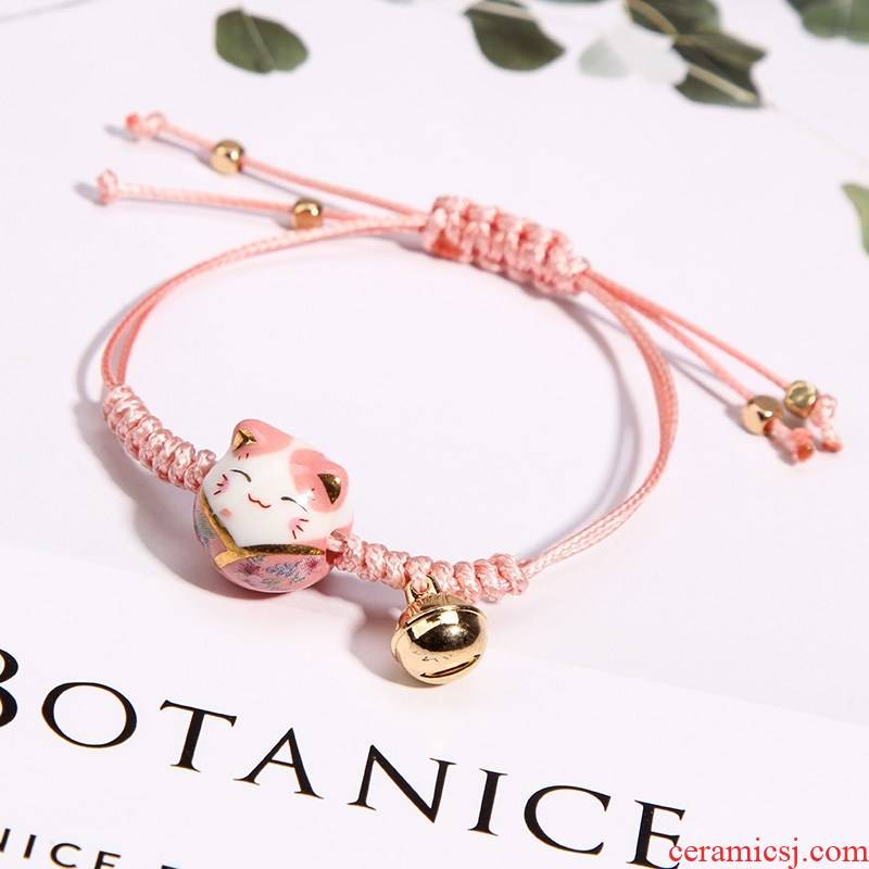 Lurssen present l contracted lovely ceramic small cats bracelets hand - made by getting fresh students red rope hand err