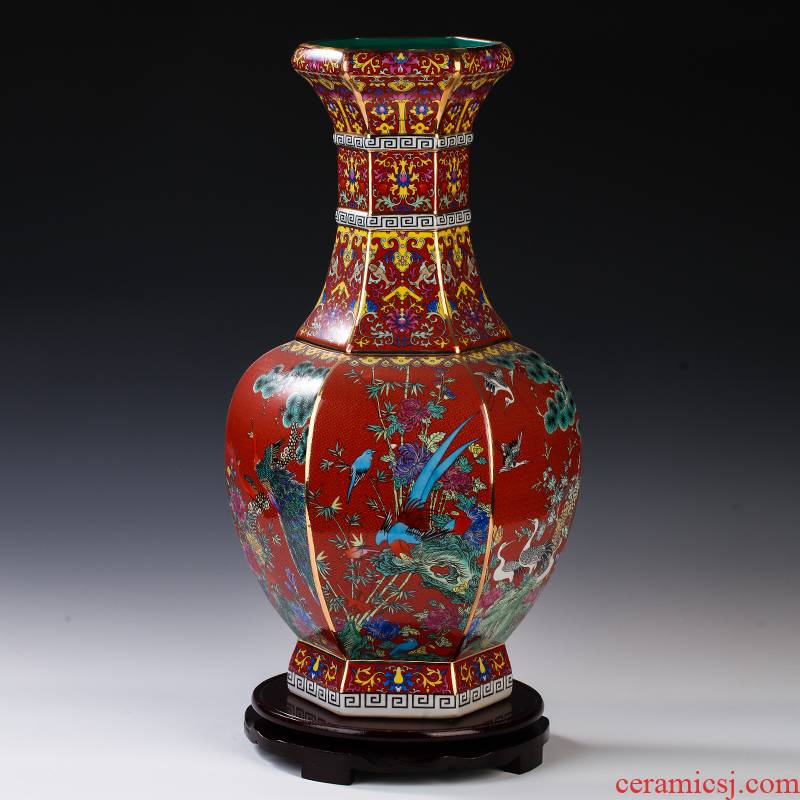Jingdezhen ceramic vases, the sitting room porch decoration archaize enamel vase enamel vase furnishing articles