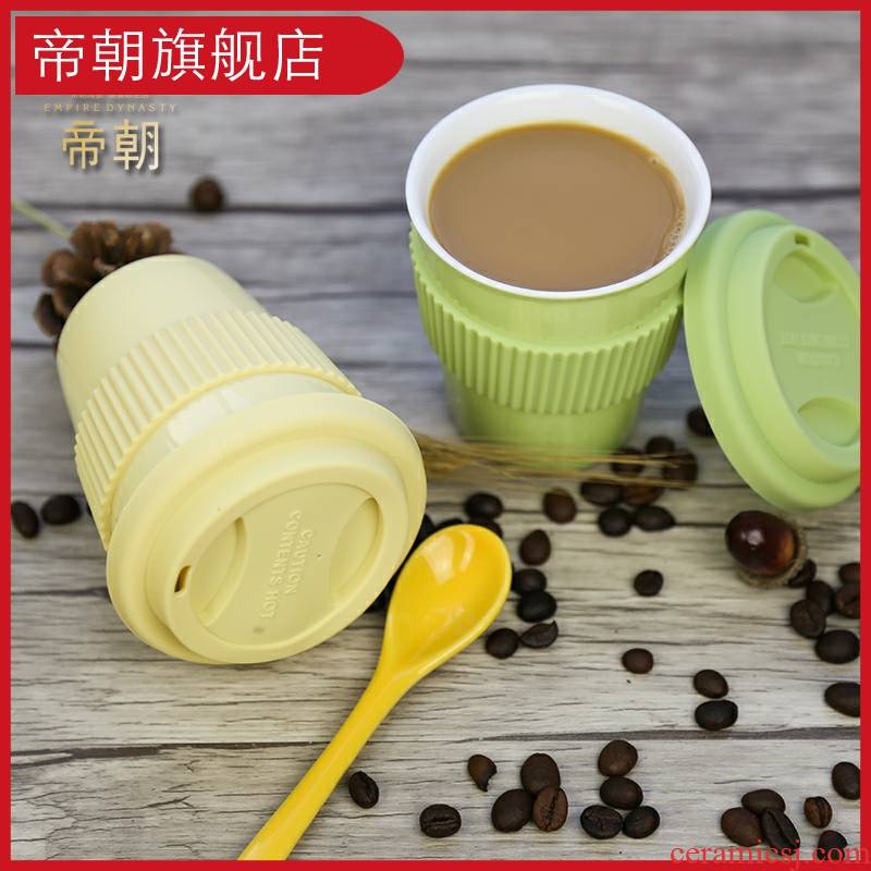 Emperor the ceramic coffee cup of water glass picking lovely creative office with a lid small capacity against the hot milk cup
