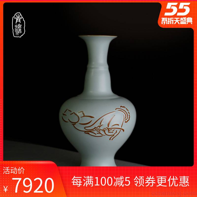 Green already gently hand zen flange closed flask your up vase furnishing articles home sitting room adornment jingdezhen porcelain gift boxes