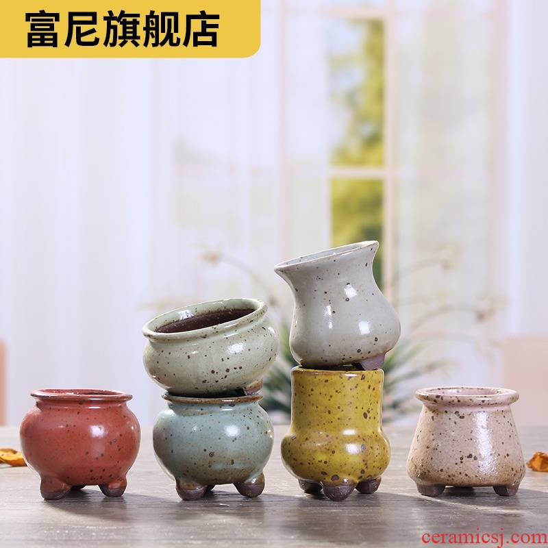 Rich, restore ancient ways more meat coarse pottery thumb indoor pot jingdezhen ceramic flower breathable meat meat type control creative Jane