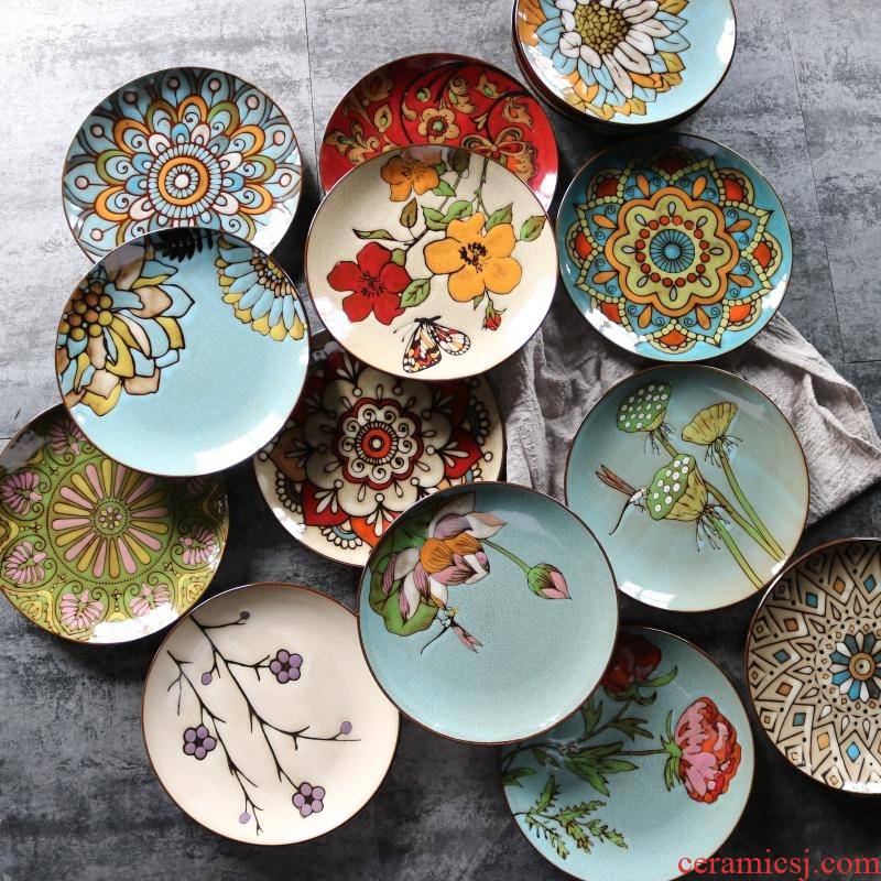 Di - hand - made dish dish fruit character decoration plate plate plate of fish plate web celebrity photos ceramic household creative arts