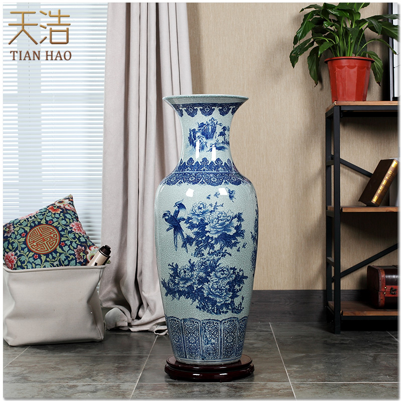 Jingdezhen porcelain ceramics ice crack of large vase living room TV ark, corridor decoration handicraft furnishing articles