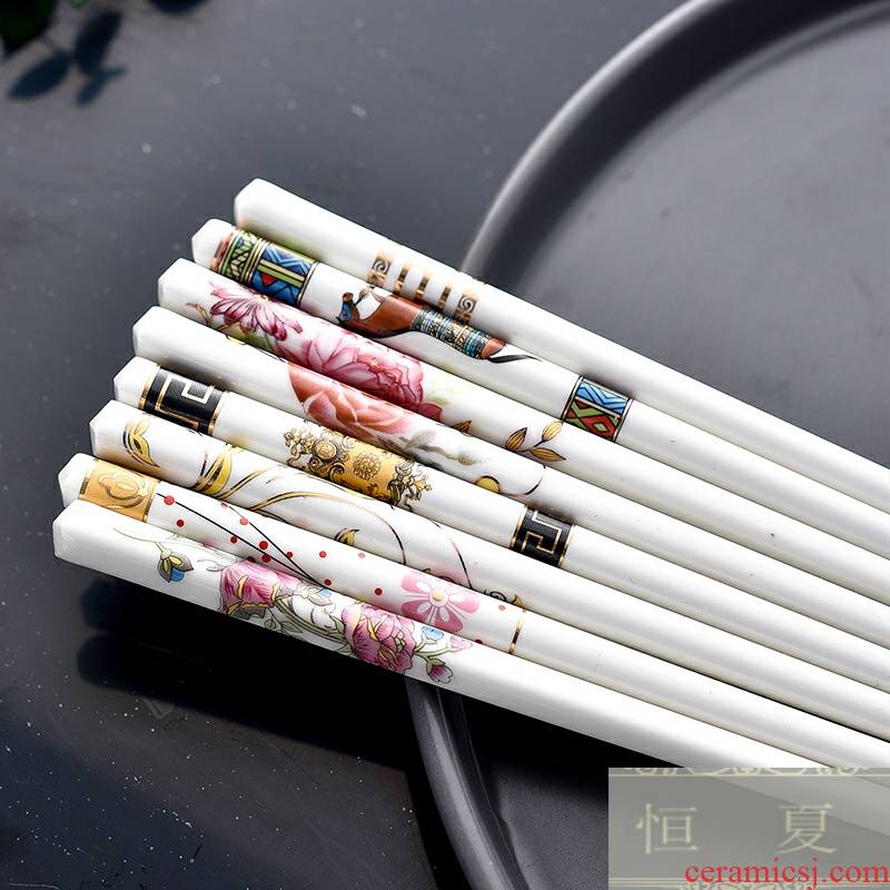 Ceramic household ipads China health chopsticks single and double ten environmental suit high - end tableware box with family pack