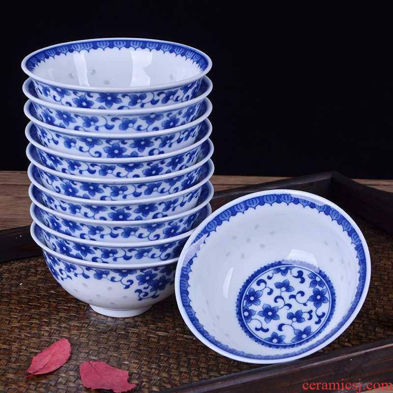 Jingdezhen porcelain ceramic bowls suit household 10 eat bowl under the glaze color individuality creative Chinese style and exquisite dishes