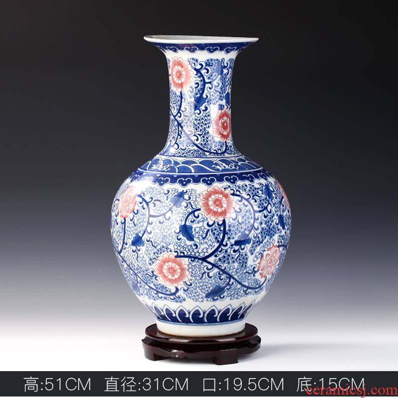 Antique vase of blue and white porcelain of jingdezhen ceramics furnishing articles home sitting room TV ark adornment ornament porcelain arranging flowers