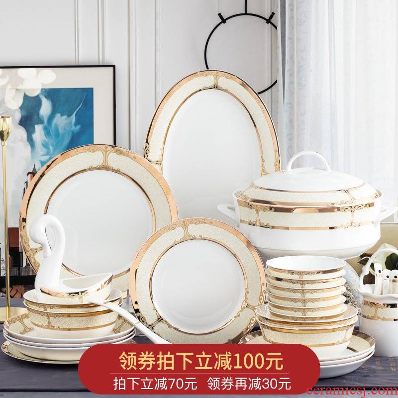 Orange leaf ipads porcelain tableware dishes suit household European contracted Audrey jingdezhen ceramic plate combination