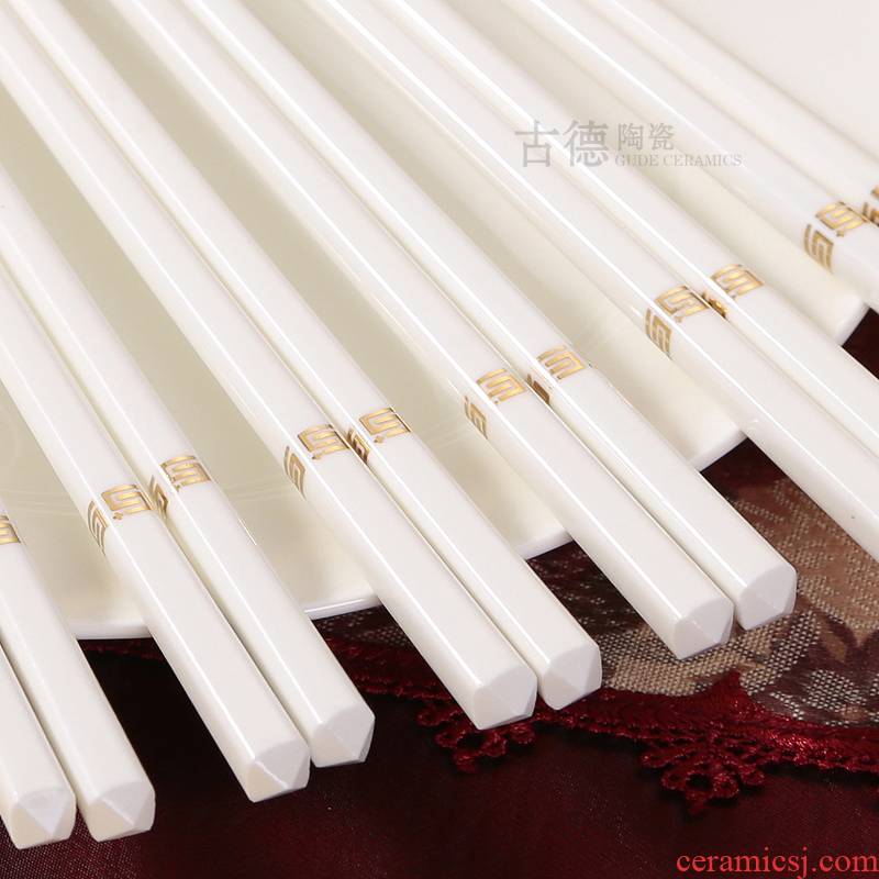 Jingdezhen 10 pairs of authentic high - grade ivory chopsticks gift suit European informs the fast ipads porcelain ceramic tableware