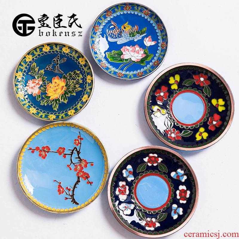Minister 's cloisonne treasure coasters manual copper art cup mat cup insulation pad kung fu dao fittings saucer