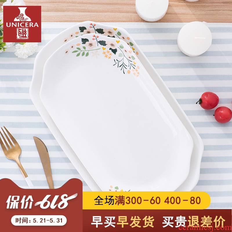 Large ipads porcelain plate household rectangle creative new ceramic fish dish of steamed fish dish dish dish Nordic tableware