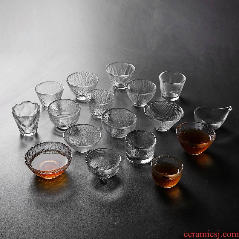 Hammer porcelain heng tong thickening heat - resistant glass sample tea cup transparent cup kung fu tea masters cup bowl is home