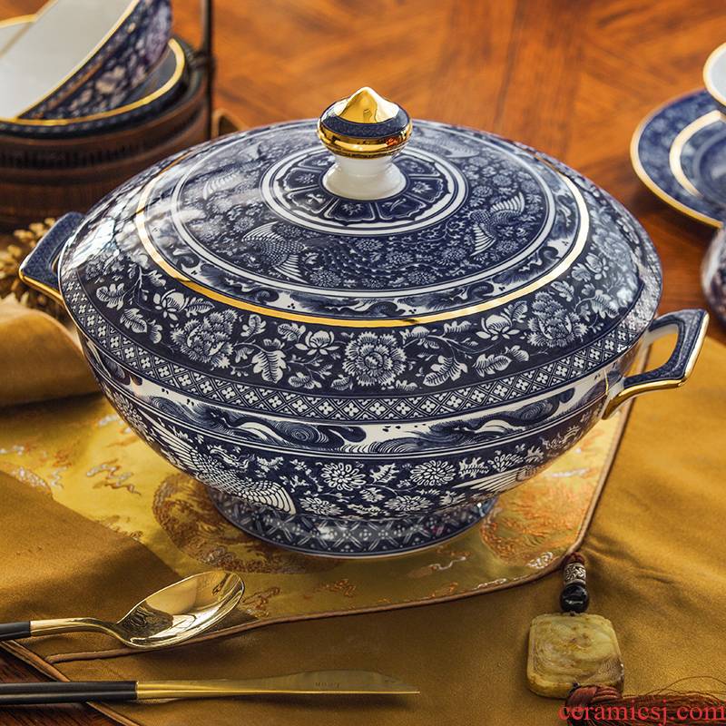 The parts & ndash; & ndash; Yuan blue and white porcelain tableware antique dishes suit red xin phoenix ipads porcelain of jingdezhen ceramics