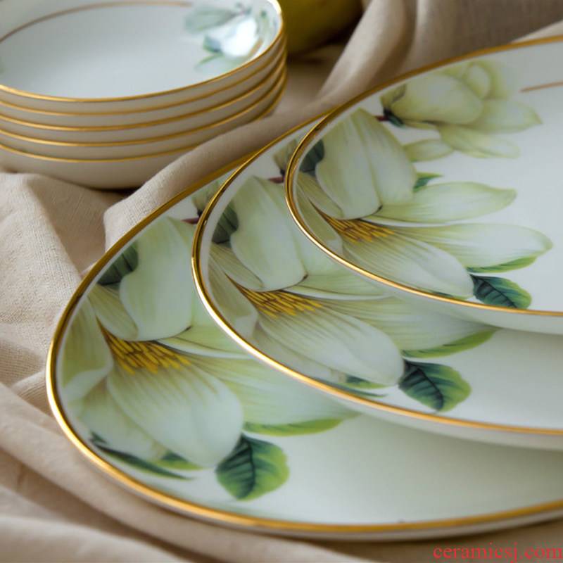 Jingdezhen domestic ceramic dishes combine Nordic ipads porcelain tableware suit fashion simple Chinese dishes chopsticks