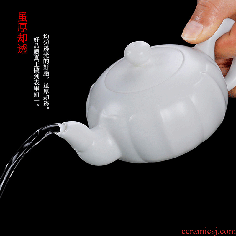 De - gen Chen tea kettle suet jade pure manual dehua white porcelain ceramic small white kung fu lotus single pot