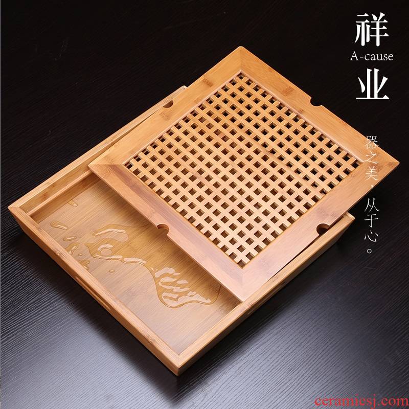 Auspicious industry bamboo tea tray bamboo kung fu tea tea tea sea water type tray saucer large trumpet contracted